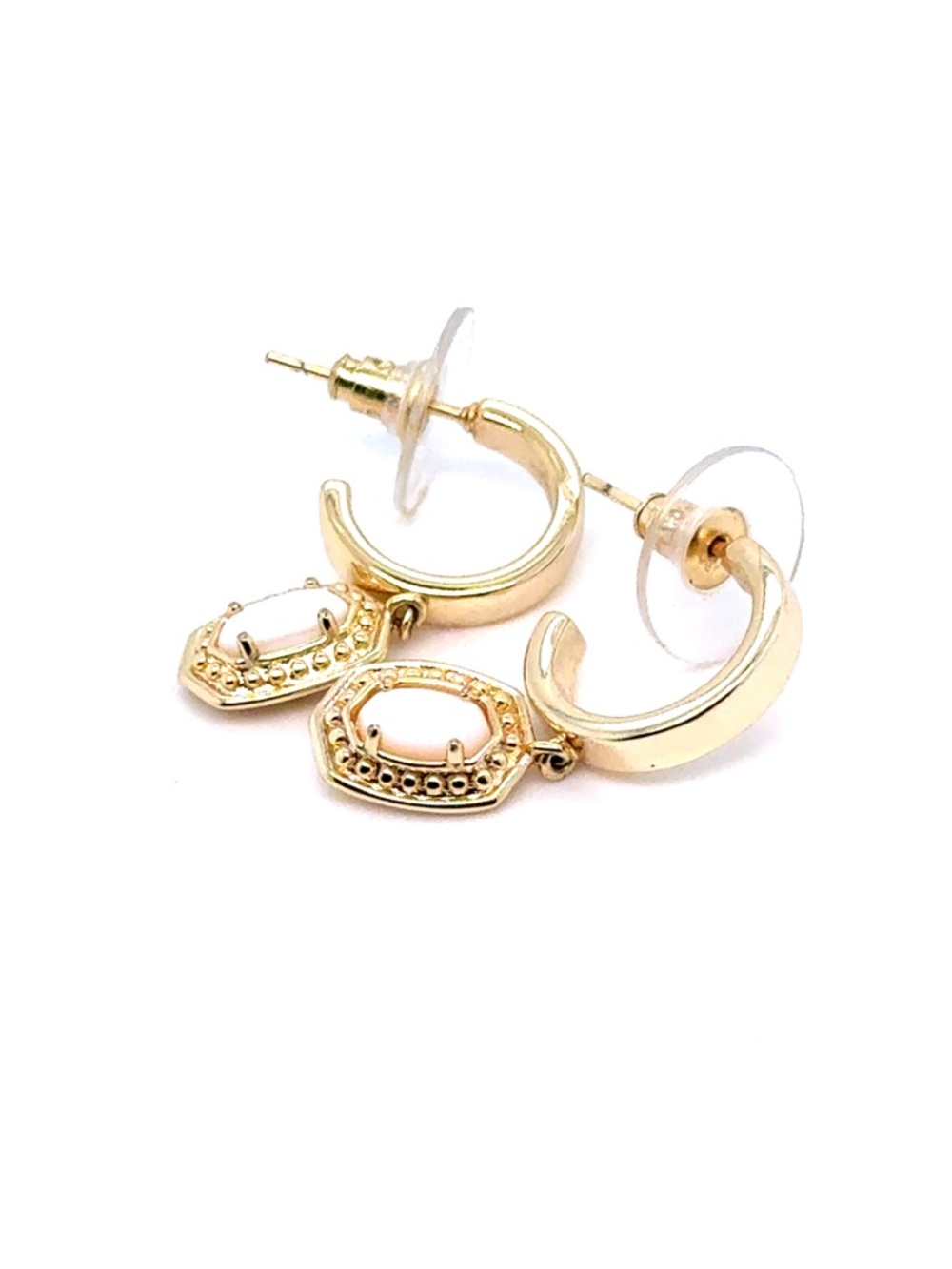 Kendra Scott Gold Hoop‎ Earrings with White Stone Drops